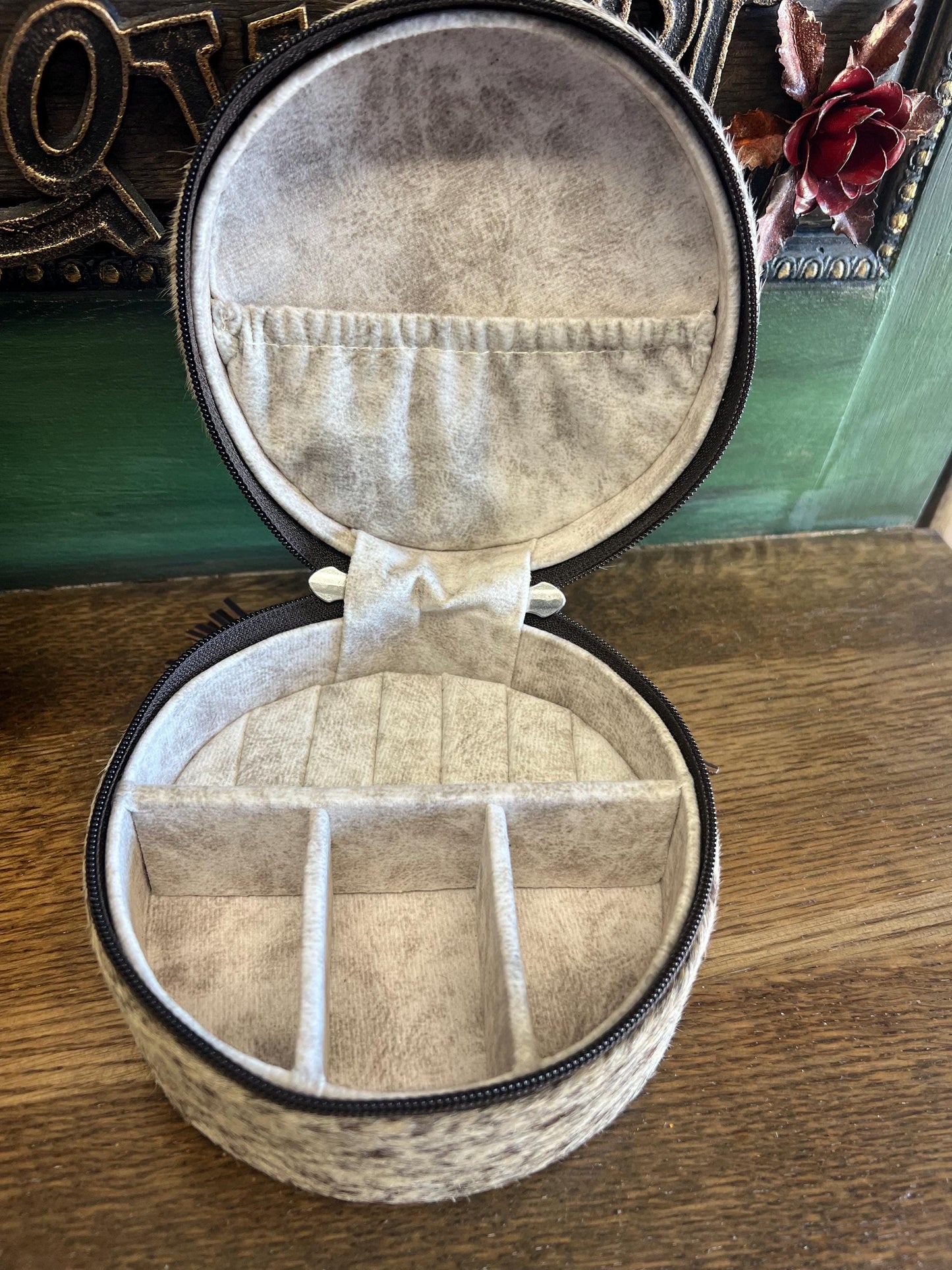 Cowhide and Tooled Leather Jewelry Case