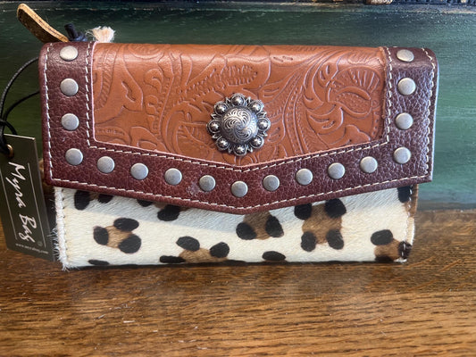 Myra Cheetah Print Cowhide and Lesther Wallet
