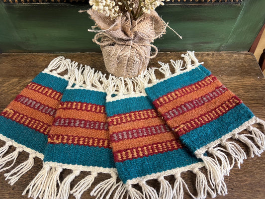 Southwest Style Woven Wool Large Coasters 6”x6”