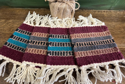 Southwest Style Woven Wool Large Coasters 6”x6”