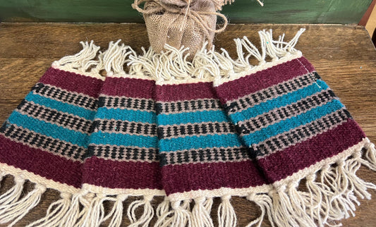 Southwest Style Woven Wool Large Coasters 6”x6”