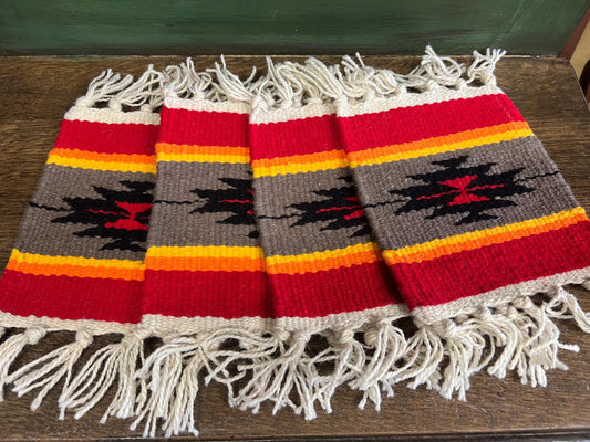 Southwest Style Woven Wool Large Coasters 6”x6”