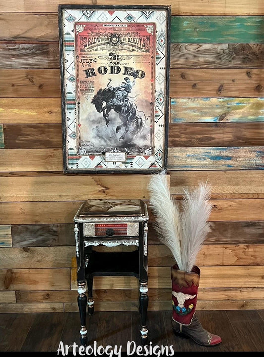 Rustic Horses Antique End Table